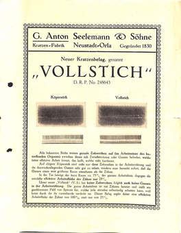 Ενημερωτικό-διαφημιστικό φυλλάδιο λαναριών εταιρείας Α. Seelenmann